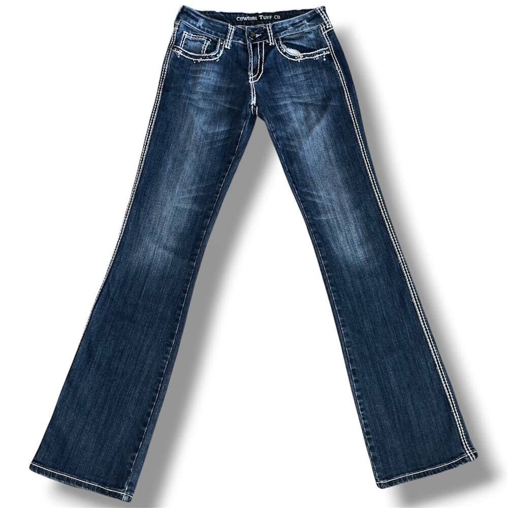 Cowgirl Tuff Co. "Angie" Crystal & Distressed Bootcut Jeans